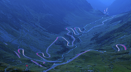 Image showing Winding curvy road from above