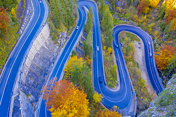 Image showing Autumn serpentine road in mountains