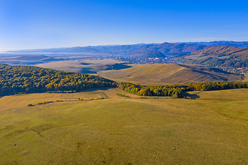 Image showing Aerial autumn landscape in rural area