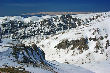 Image showing Snow covered mountain rock