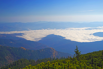 Image showing River valley with mist