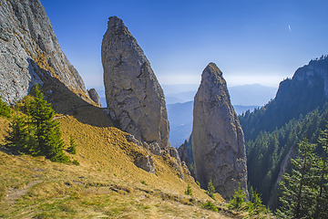 Image showing Beautiful mountain large rocks, stacked stone