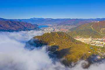 Image showing Fog comming over mountain city