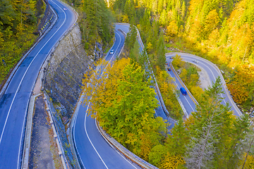 Image showing Serpentine mountain road in autumn