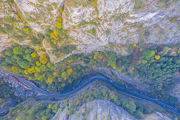 Image showing Narrow mountain gorges seen from above