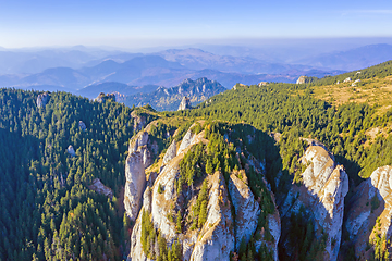 Image showing Aerial view of rocky mountain in autumn