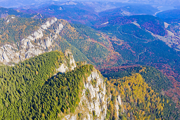 Image showing Aerial view of autumn mountain