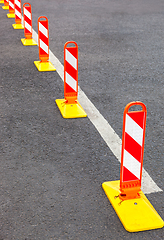 Image showing Traffic safety. Traffic markings on a gray asphalt