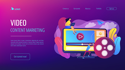 Image showing Video content marketing concept landing page.