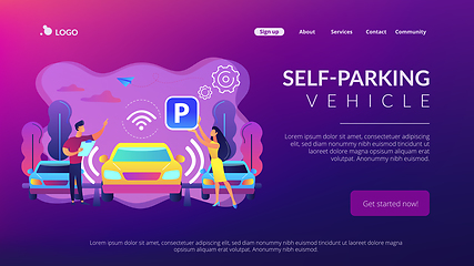 Image showing Self-parking car system concept landing page.