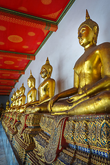 Image showing Buddha statues in Wat Pho, Bangkok, Thailand