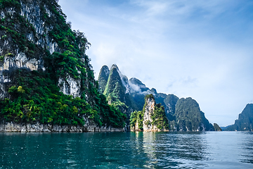 Image showing Cheow Lan Lake cliffs, Khao Sok National Park, Thailand