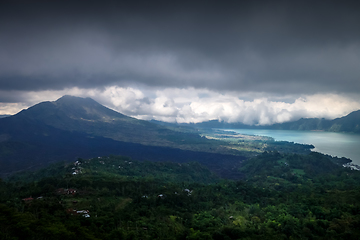 Image showing Gunung batur volcano and lake, Bali, Indonesia