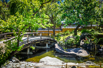 Image showing Bridge in Japanese garden, Tokyo, Japan