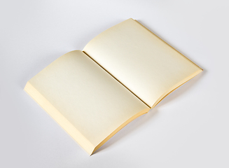 Image showing Old open blank book isolated on grey