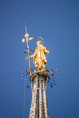 Image showing golden Madonna statue at Cathedral Milan Italy