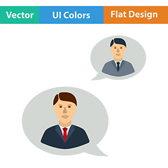 Image showing Flat design icon of Chating businessmen