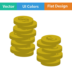 Image showing Flat design icon of Stack of coins