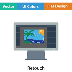 Image showing Icon of photo editor on monitor screen