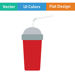 Image showing Disposable soda cup and flexible stick icon