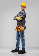 Image showing happy indian worker or builder with crossed arms