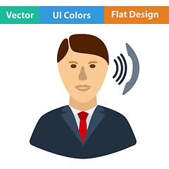 Image showing Flat design icon of Businessman avatar making telephone call