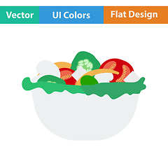 Image showing Flat design icon of Salad in plate 