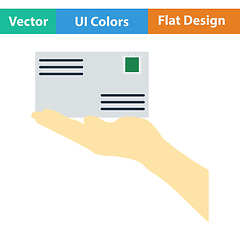 Image showing Flat design icon of Hand holding letter