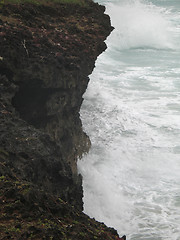 Image showing cliff and angry ocean water