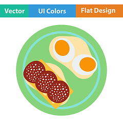 Image showing Flat design icon of Omlet and sandwich