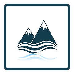 Image showing Snow peaks cliff on sea icon