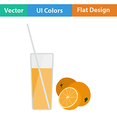 Image showing Flat design icon of Orange juice glass