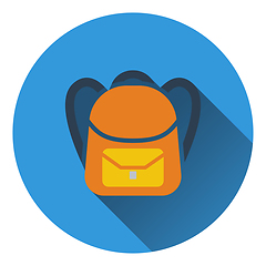 Image showing Flat design icon of School rucksack in ui colors