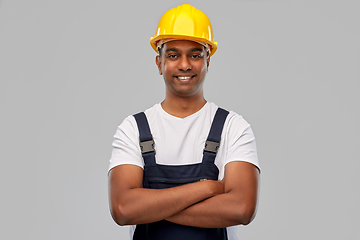 Image showing happy indian worker or builder with crossed arms