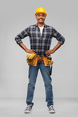 Image showing happy indian worker or builder with crossed arms