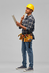 Image showing thinking builder with clipboard and pencil