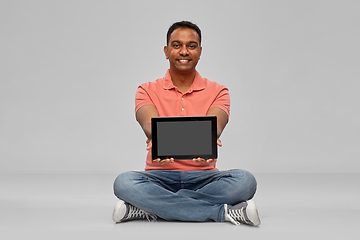 Image showing happy indian man with tablet pc