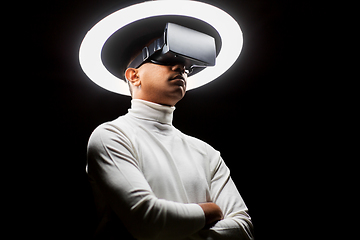 Image showing man in virtual reality headset or vr glasses