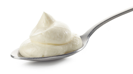 Image showing spoon of whipped mascarpone cream cheese