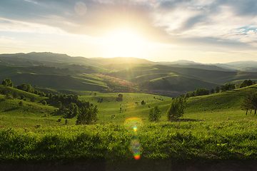 Image showing Beauty dawn in the mountains