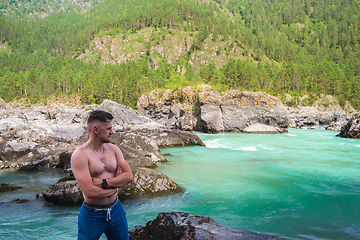 Image showing Man resting at river