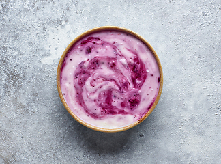 Image showing bowl of yogurt with jam