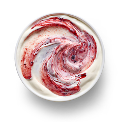 Image showing bowl of yogurt with jam