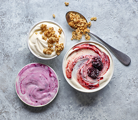 Image showing bowls of various greek yogurt