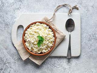 Image showing bowl of fresh cottage cheese