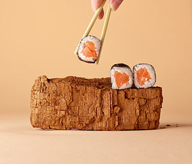 Image showing modern still life with sushi