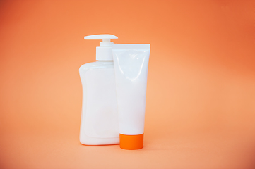 Image showing Different cosmetic bottles of cream