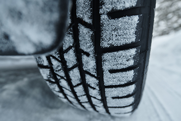 Image showing offroad suv car on icy winter north road