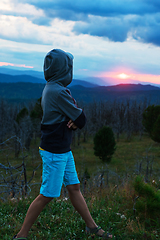 Image showing Boy at the evening in Altai