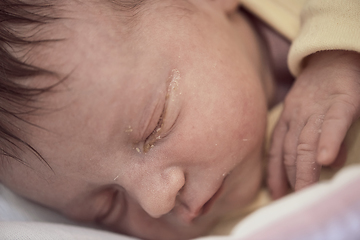 Image showing newborn baby sleeping in bed at hospital